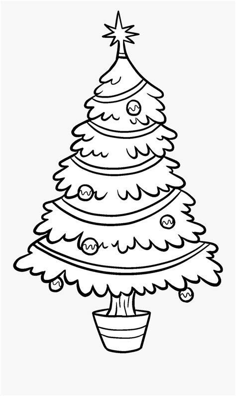 cartoon black and white christmas tree